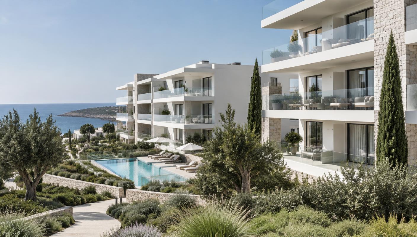 Contemporary coastal residential buildings in Cyprus